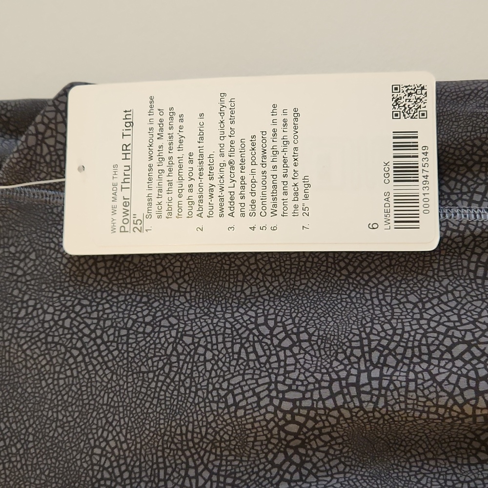 Lululemon NWT Power Thru HR Tight 25" inseam size 6